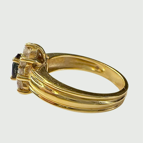 Bague 53.5 Bague contemporaine du XXe siècle en or 18 carats avec diamants et saphir 58 Facettes Q984A