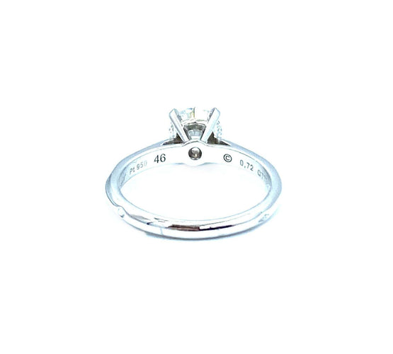 Boucles d'oreilles 46 Cartier. Solitaire 1895, platine et diamant GIA 58 Facettes