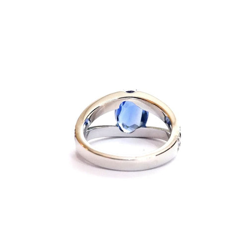 Bague 53 Bague Or blanc Saphir Ceylan Diamants 58 Facettes 3780