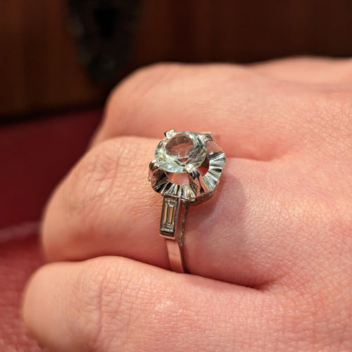 Bague Bague diamants et aigue-marine 58 Facettes 25627