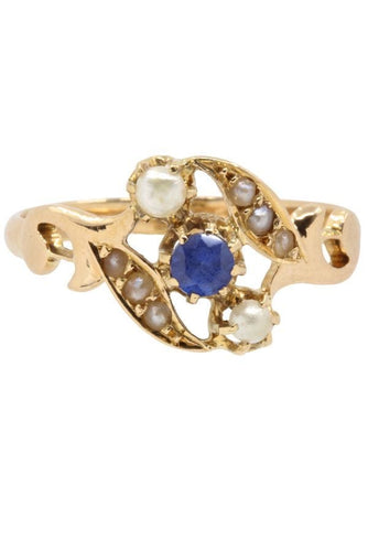 Bague 58 BAGUE NAPOLÉON III SAPHIR ET PERLES 58 Facettes 038651