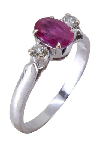 Bague 55 Bague Or blanc Rubis Diamants 58 Facettes 076901