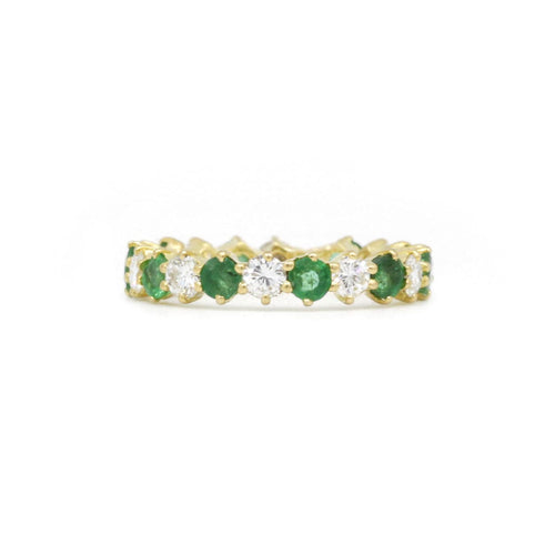 Bague 53 Alliance américaine diamants & émeraudes 58 Facettes 220193R