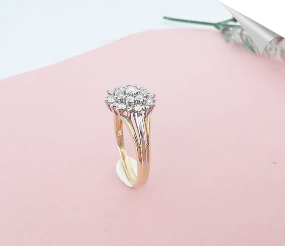 Bague 54.5 Bague Fleur Or deux tons & Diamants 58 Facettes AA 1576