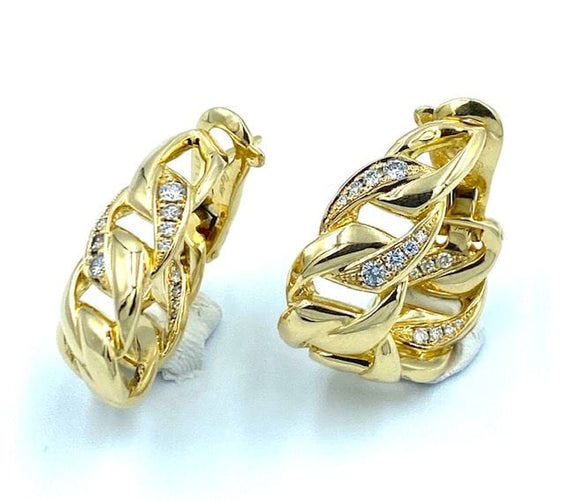 Boucles d'oreilles CARTIER. Boucles d'oreilles Or jaune Diamants Collection Bergame 58 Facettes