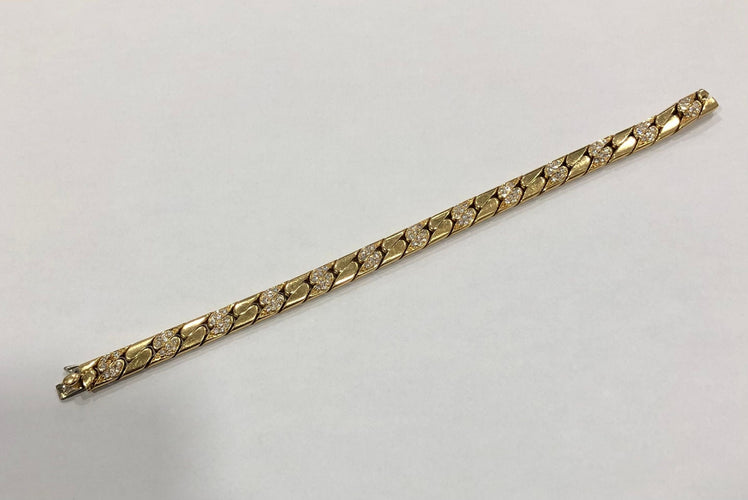 Bracelet Bracelet massif maille anglaise or jaune et diamants 58 Facettes