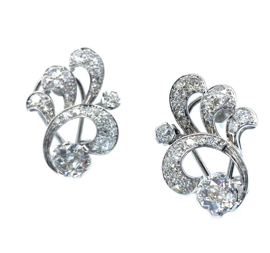 Boucles d'oreilles Clips d’oreilles Art Déco diamants 58 Facettes