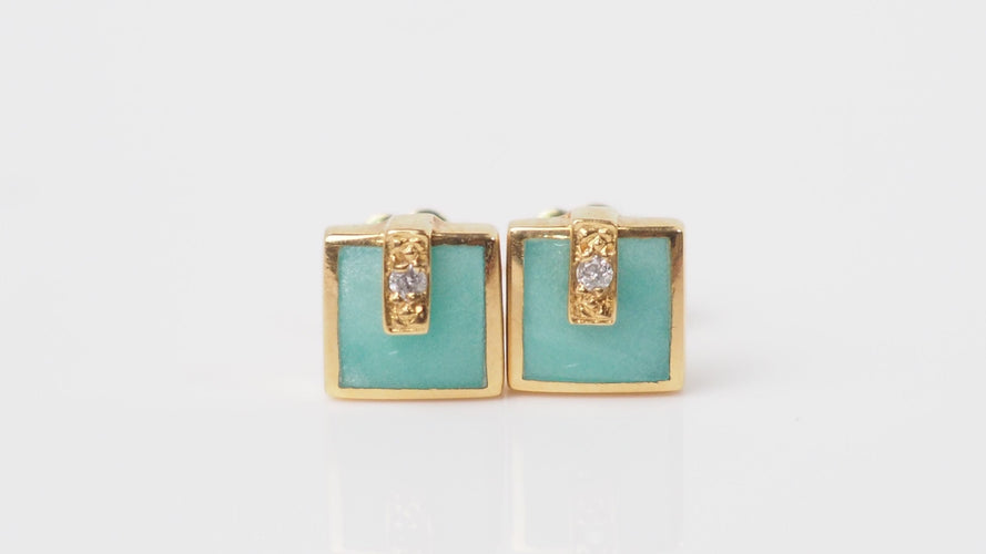 Boucles d'oreilles CLOZEAU - Boucles d'oreilles Or Résine Verte 58 Facettes clozeau