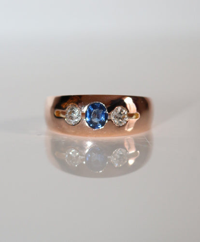Bague 56 Bague Bandeau Or Rose Saphir Et Diamants 58 Facettes 552