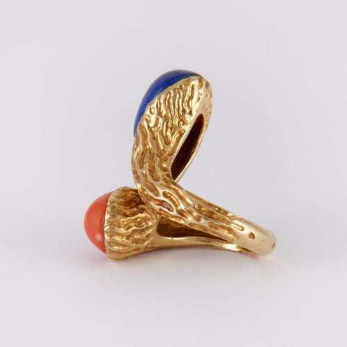 Bague 51 Boucheron - Bague Serpent Bohème Corail et  Lapis lazuli 58 Facettes