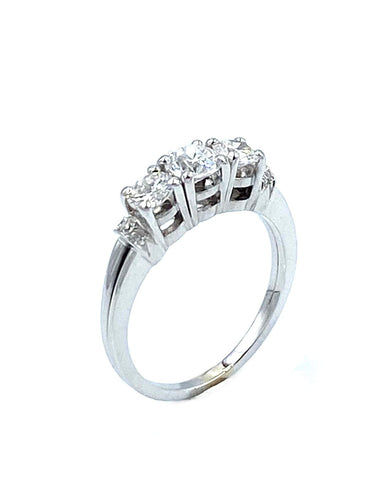 Bague Bague trilogie or blanc 18k et diamants 58 Facettes