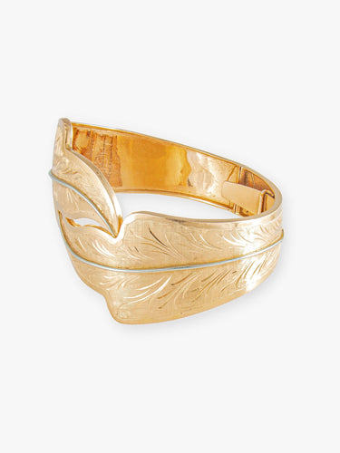 Bracelet Bracelet Rigide, Grandes Feuilles, Or Jaune 58 Facettes