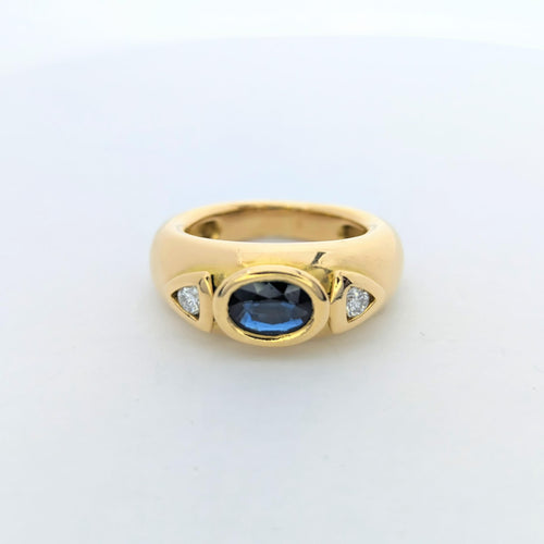 Bague Bague Jonc Or jaune Diamants Saphir 58 Facettes 27201