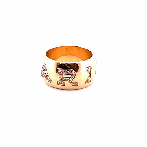 Bague Alliance Bvlgari monogramme diamants, or jaune 18 carats 58 Facettes