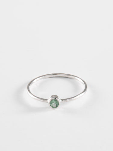 50 Bague Solitaire Saphir Vert et Or Blanc 58 Facettes