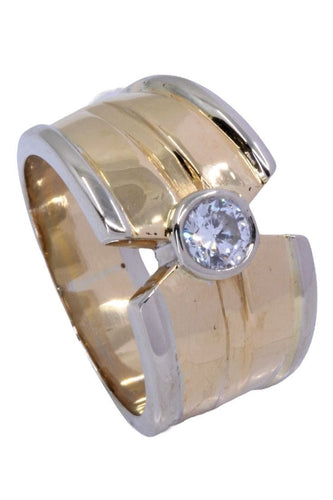 Bague 54 SOLITAIRE MODERNE DIAMANT 2 ORS 58 Facettes 067581