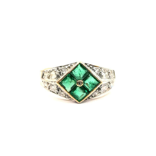 Bague 50 Bague Art Déco diamants et émeraudes 58 Facettes 3712