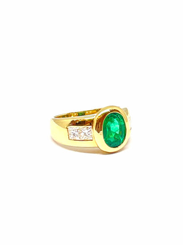 Bague Bague Or jaune Emeraude  Diamants 58 Facettes