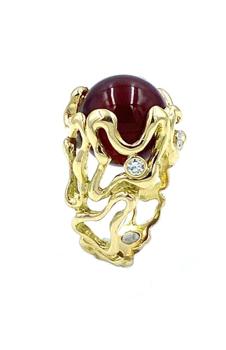 Bague Gilbert Albert. Bague or jaune et diamants 58 Facettes
