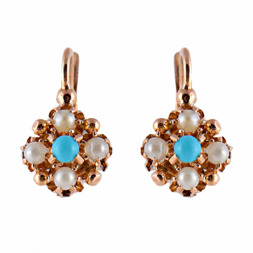 Boucles d'oreilles Boucles d'oreilles dormeuses Perles fines Turquoise 58 Facettes