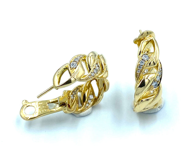 Boucles d'oreilles CARTIER. Boucles d'oreilles Or jaune Diamants Collection Bergame 58 Facettes