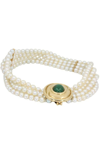 Bracelet BRACELET 4 RANGS ÉMERAUDE ET PERLES 58 Facettes 051441