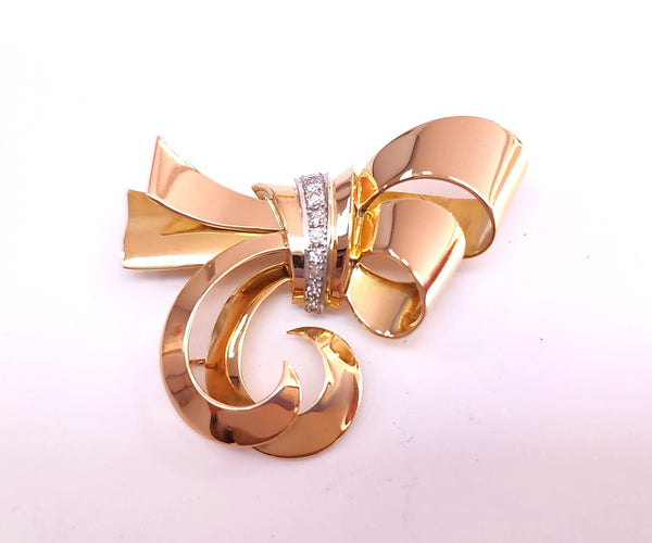 Broche Broche nœud or jaune et diamant 58 Facettes RA-615/4