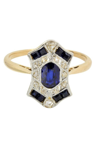 Bague BAGUE ART-DÉCO SAPHIRS ET DIAMANTS 58 Facettes 042001