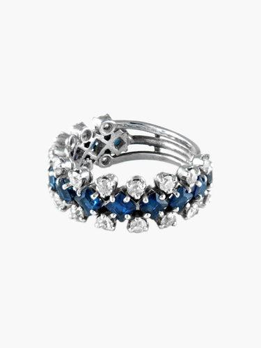 Bague Demi Alliance Or Blanc Saphirs Diamants 58 Facettes