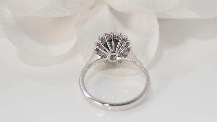 Bague 53 Bague Marguerite En Or Blanc, Saphir Et Diamants 58 Facettes 31757