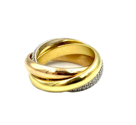 Bague Cartier. Collection Trinity Classique, alliance 3 ors et diamants (full set) 58 Facettes