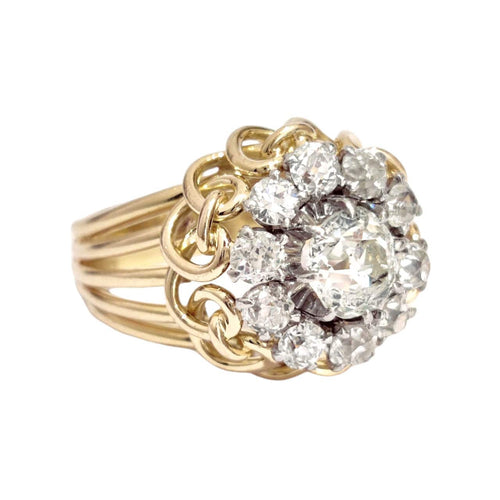 Bague 55 Bague Rétro Or jaune Diamants 58 Facettes 1-1074/1