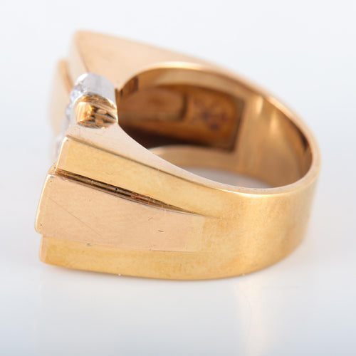 Bague 54 Bague Tank Or Jaune Diamants modèle Noeud 58 Facettes 487