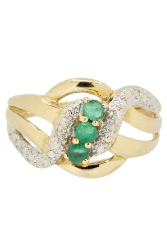 Bague 54 BAGUE MODERNE ÉMERAUDES ET DIAMANTS 58 Facettes 044511