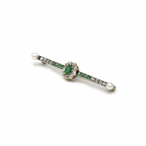 Broche Broche - Or jaune Argent Diamants & Emeraudes 58 Facettes 240048R