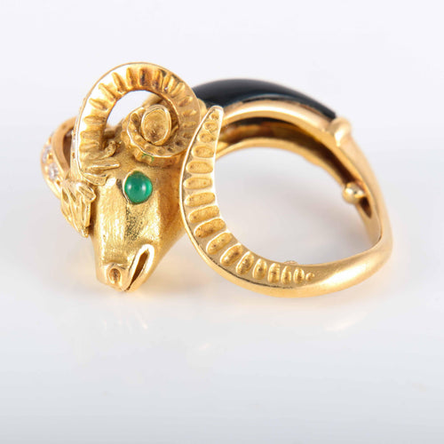 Bague 51 Bague tête de bélier en or jaune 58 Facettes