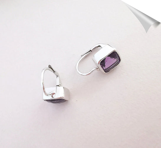 Boucles d'oreilles Boucles d'oreilles Dormeuses Pendantes Améthystes 58 Facettes AB 1082