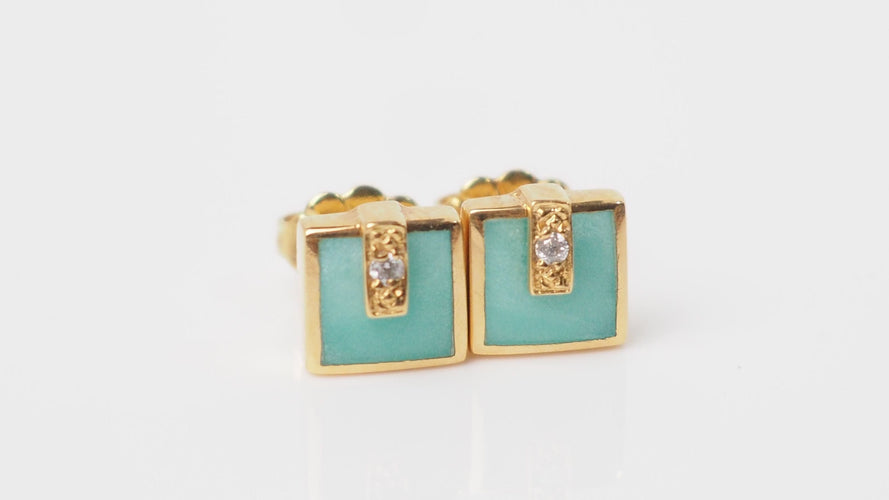 Boucles d'oreilles CLOZEAU - Boucles d'oreilles Or Résine Verte 58 Facettes clozeau