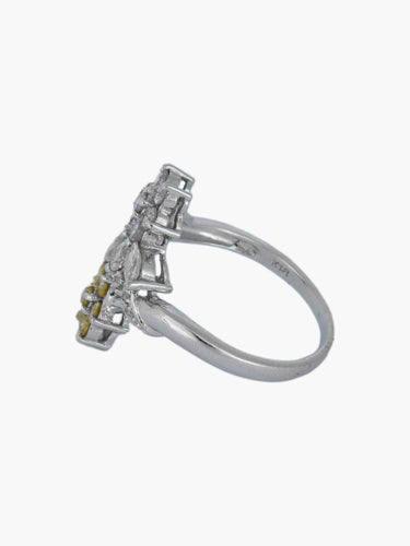 Bague Bague Toi & Moi fleurs diamants blancs et jaunes 58 Facettes