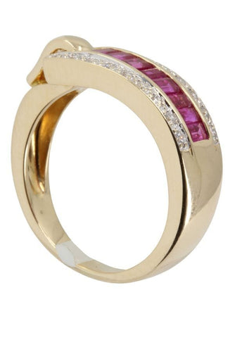 Bague BAGUE GUY LAROCHE RUBIS CALIBRÉS ET DIAMANTS 58 Facettes 039271