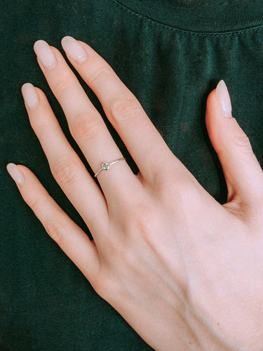 50 Bague Solitaire Saphir Vert et Or Blanc 58 Facettes