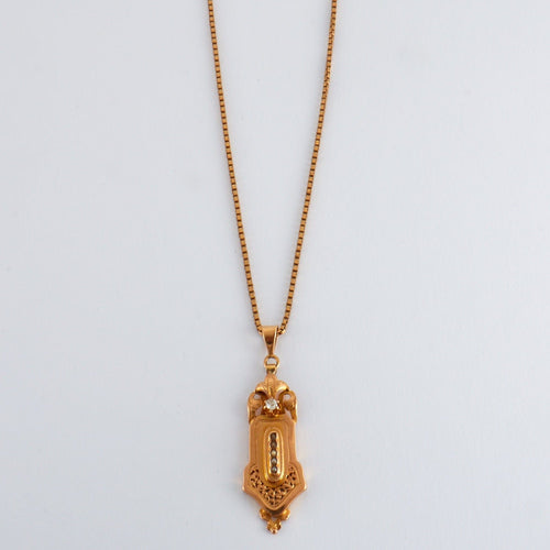 Collier Pendentif et chaîne or rose Diamant Perles 58 Facettes P7L12