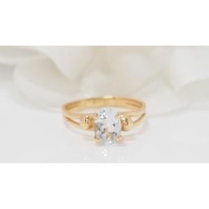 Bague 54 Bague en Or Jaune & Aigue Marine 58 Facettes 31667