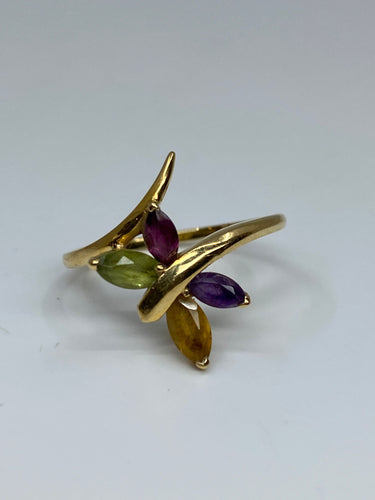 Bague Bague papillon en or jaune & pierres fines 58 Facettes
