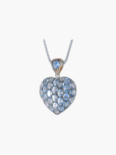 Collier Pendentif Coeur Saphirs sur chaîne Or blanc 58 Facettes