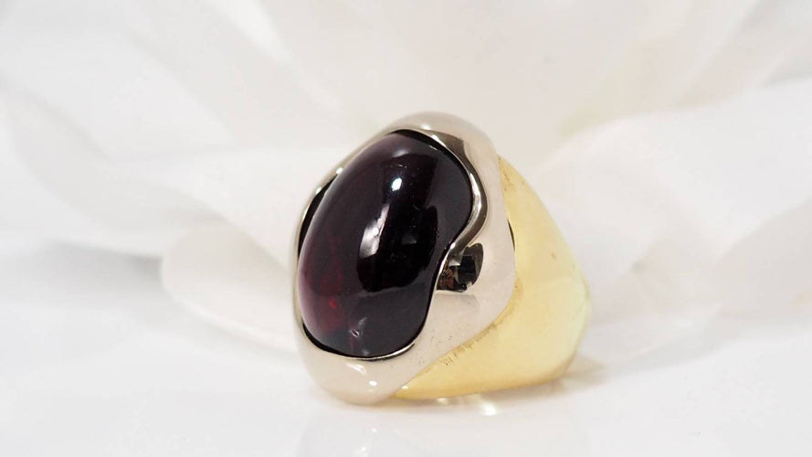 Bague 50 Bague or bicolore améthyste cabochon 58 Facettes 30956