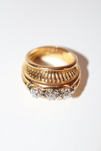 Bague Bague Rétro Trilogie de Diamants 58 Facettes 510