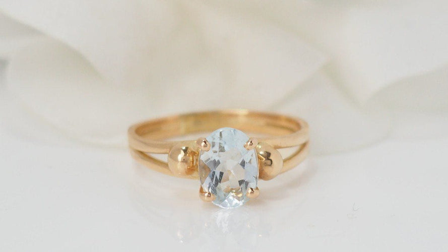Bague 54 Bague en Or Jaune & Aigue Marine 58 Facettes 31667