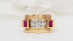 Bague 51 Bague Tank Or jaune Diamants Rubis 58 Facettes 29450