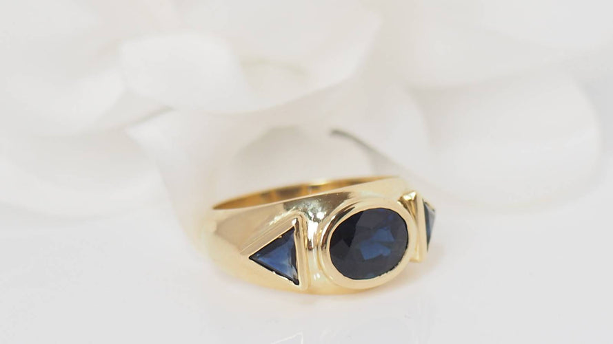 Bague 51.5 Bague jonc en or jaune et saphirs 58 Facettes 31708